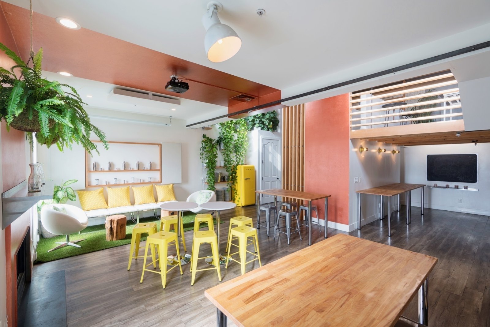 The event space set up with additional chairs and a high table.  Perfect for a small group discussion.