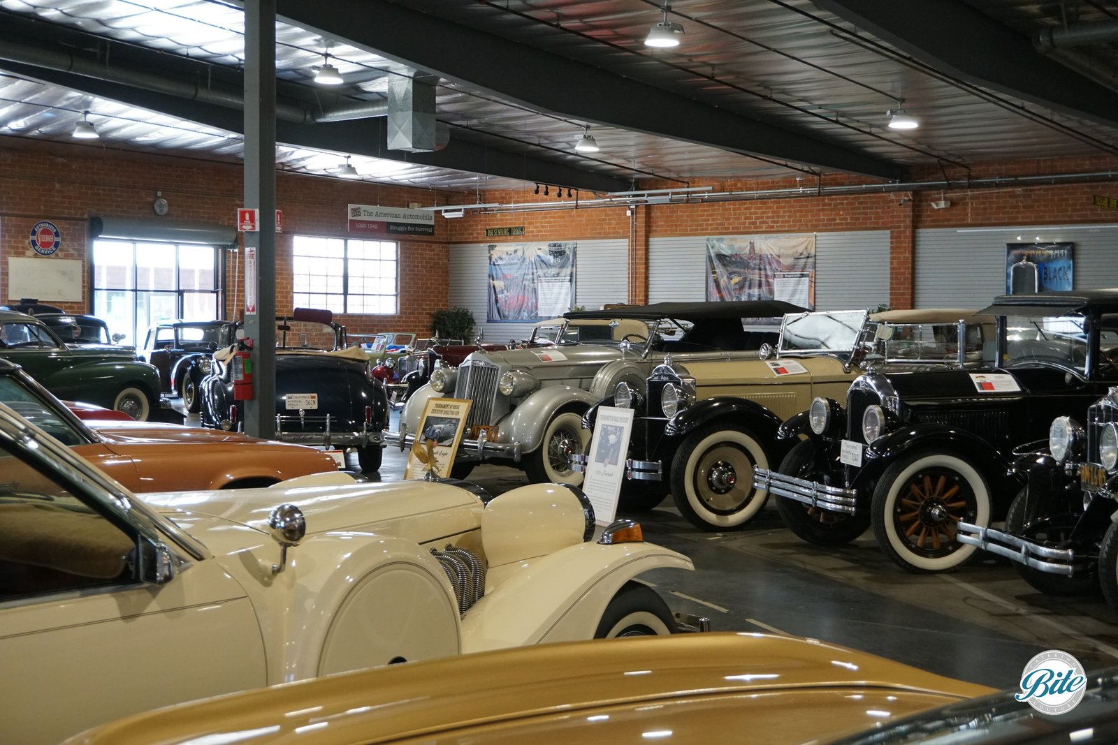 A large exhibit space filled with vintage cars from Model T to modern day!  