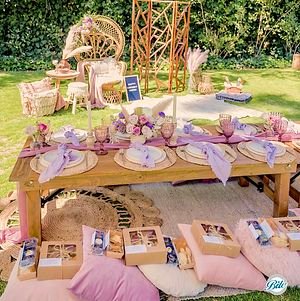 Our high tea assortment in individual packaging at a birthday picnic event