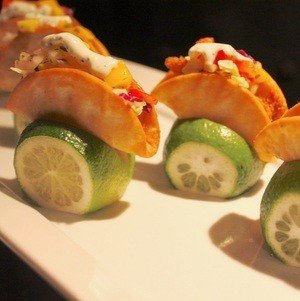 Mini Fish Tacos Displayed in Lime