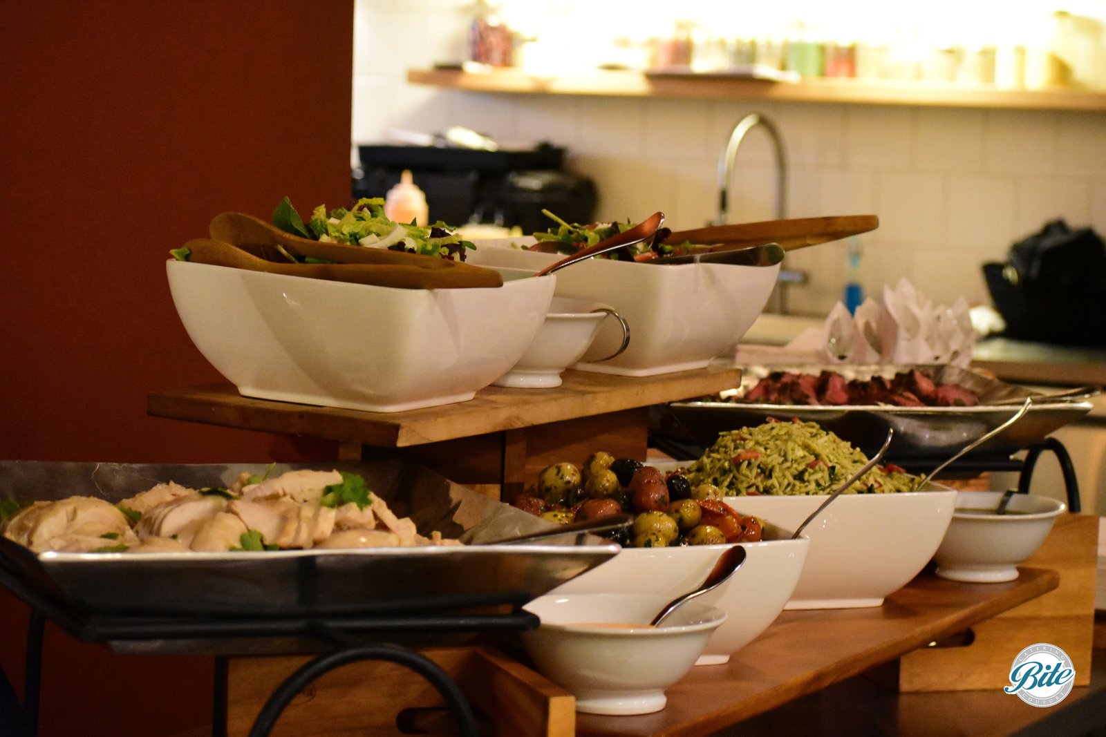 Angled view of a seasonal buffet