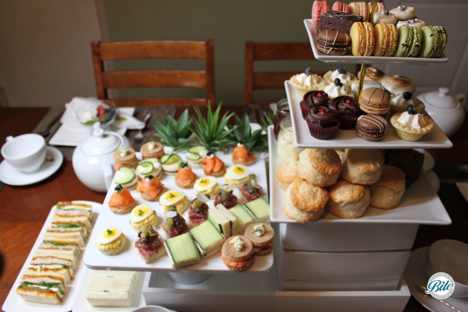 High Tea Display on White Risers