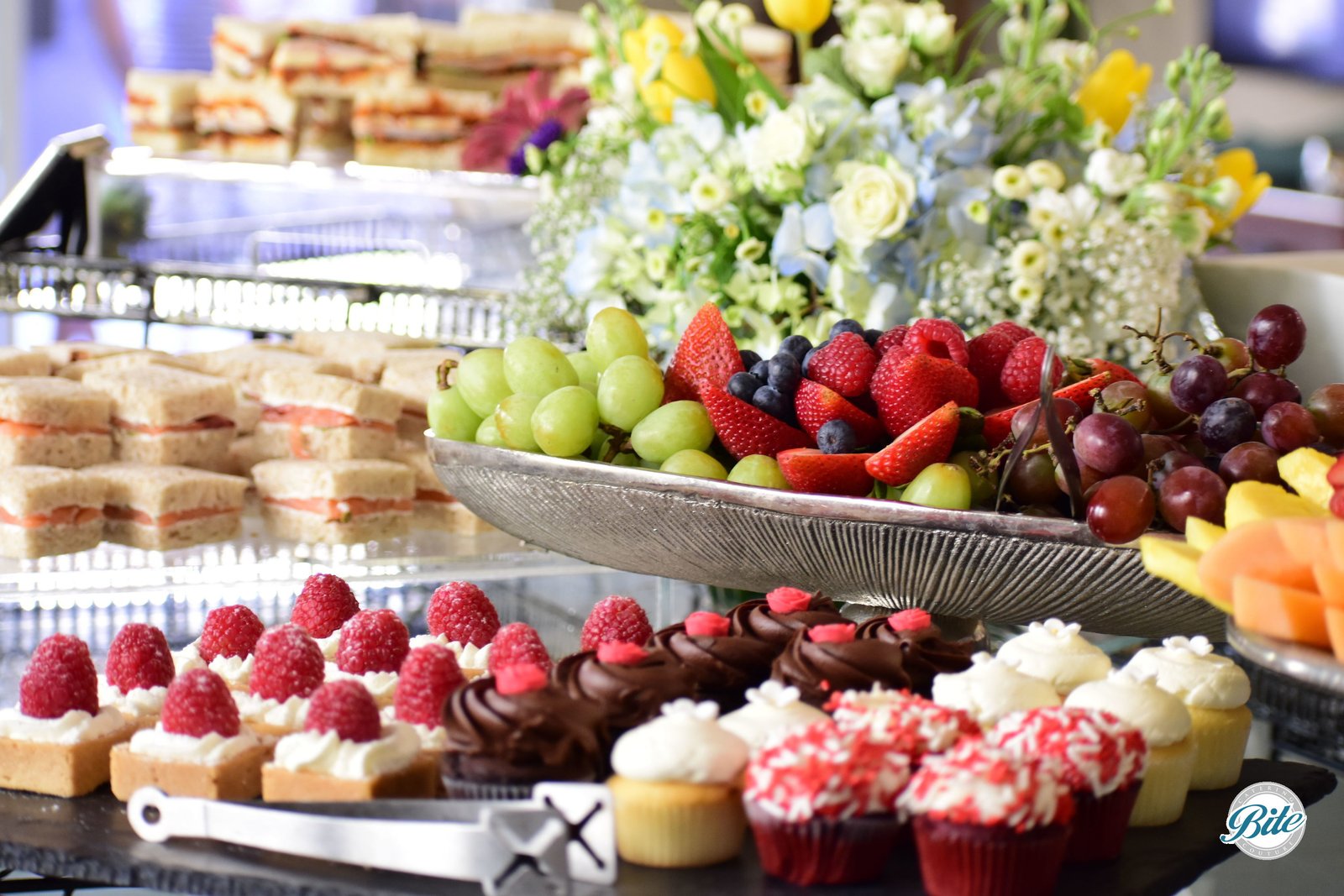 Dessert Assortment with Tea and Fruit