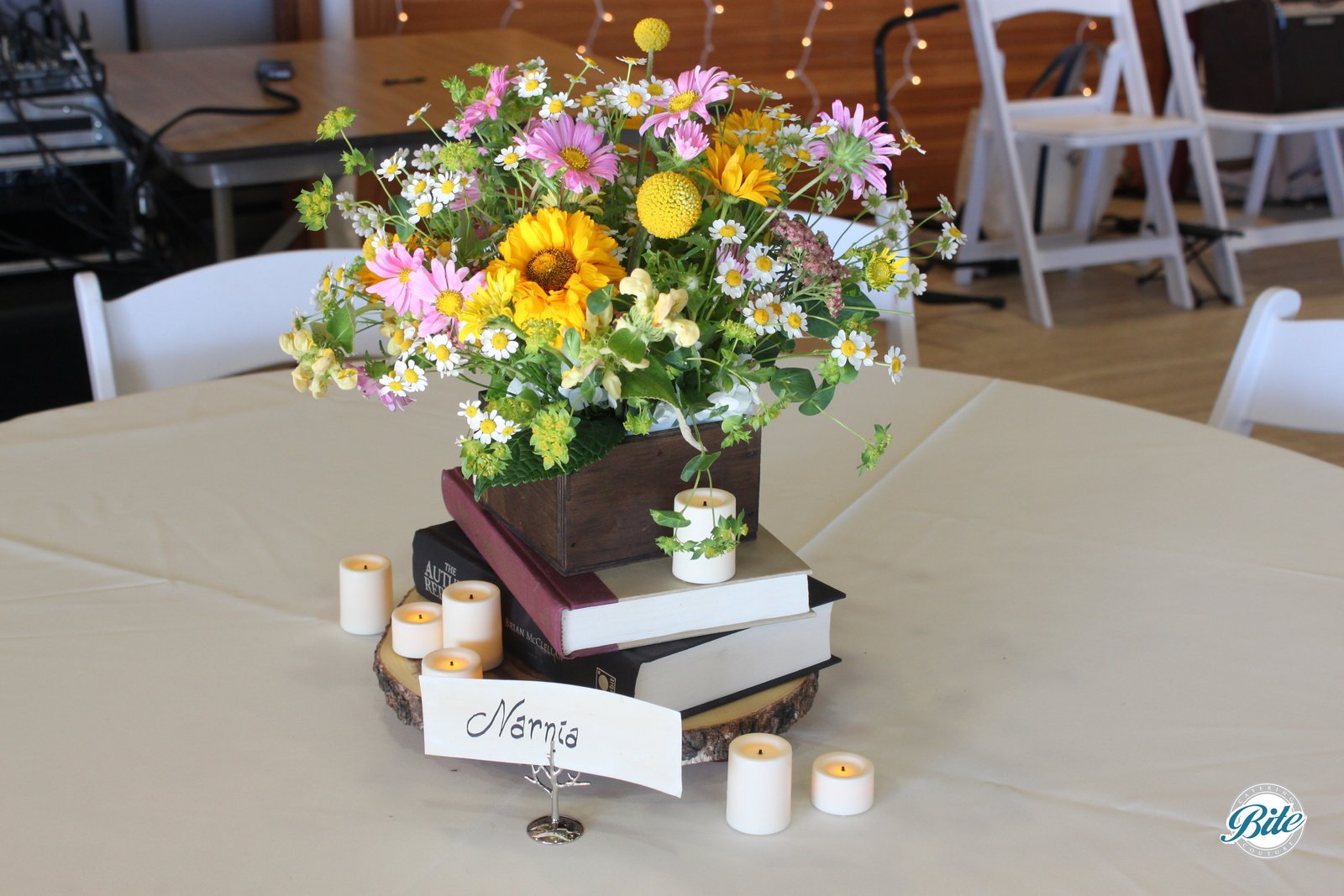 Book Themed Flower Table Centerpiece