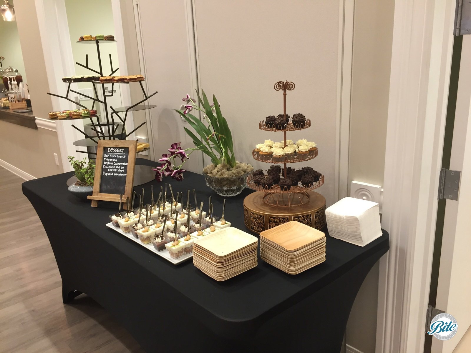 Dessert Assortment on Table w/ Eco-Friendly Disposables