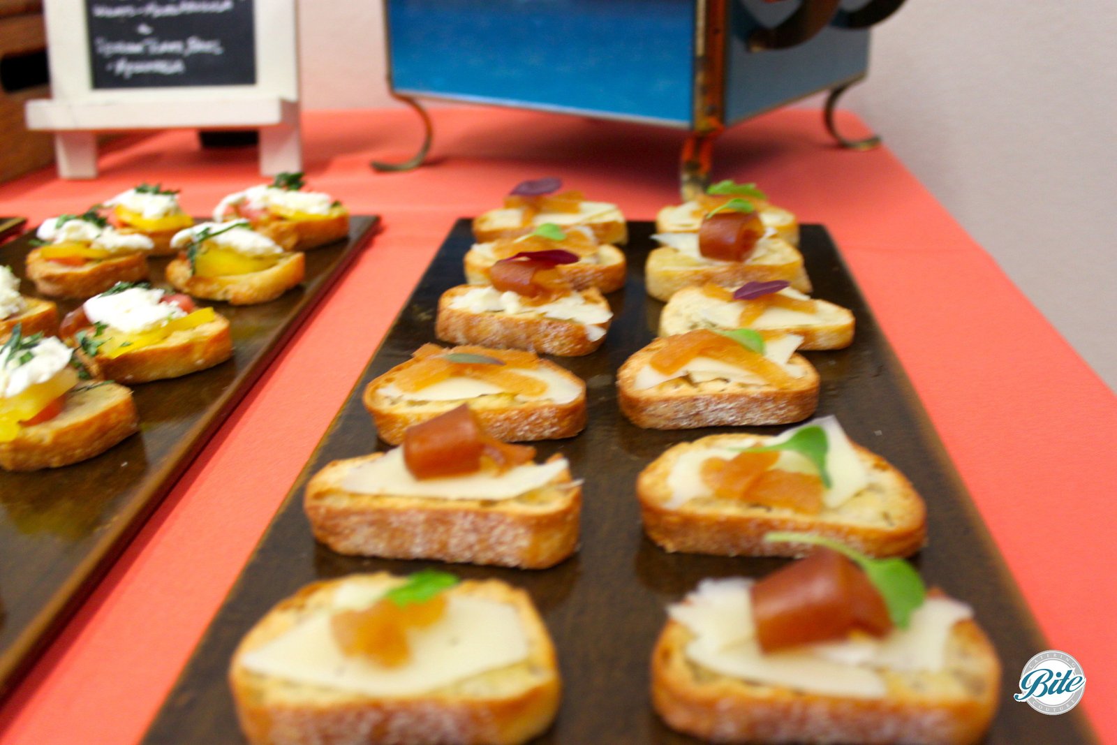 Spanish Manchego with Quince Paste Crostini for Funeral Menu at Torrance Cultural Arts Center