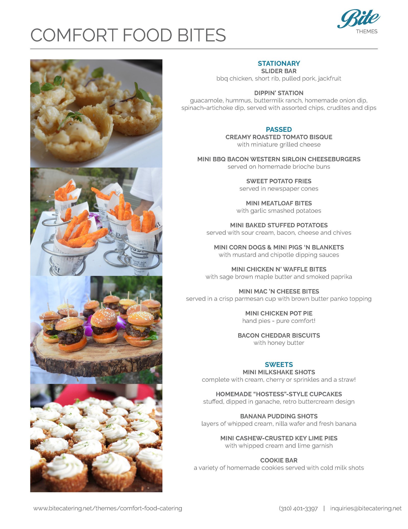 Comfort food Cocktail Menu