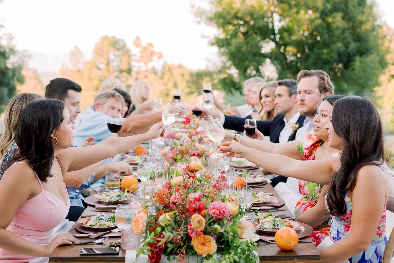 The guests toast the new Mr. and Mrs!