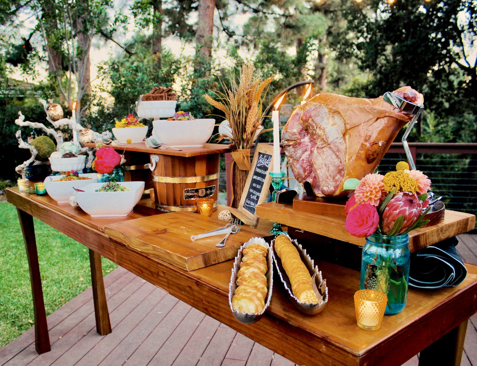 Charcuterie carving station for a wedding