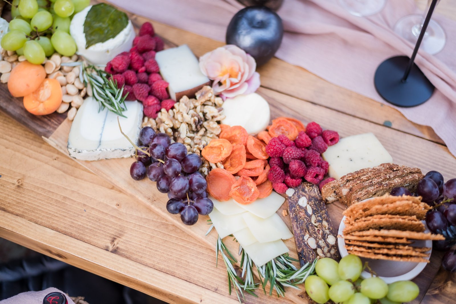 An elegant family-style cheese board