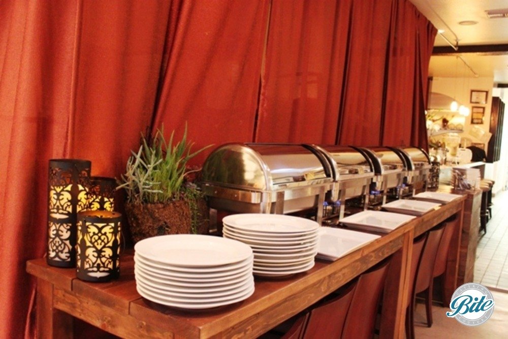 Buffet setup for UCLA alumni Dinner with 12 Strangers