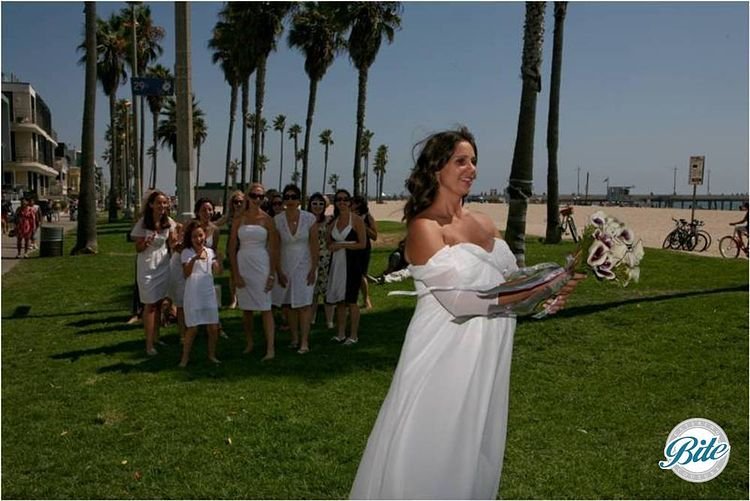 Bouquet Toss @ Beach Wedding