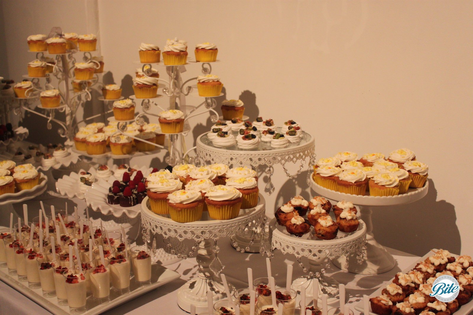 White Vintage Dessert Display @ Wedding